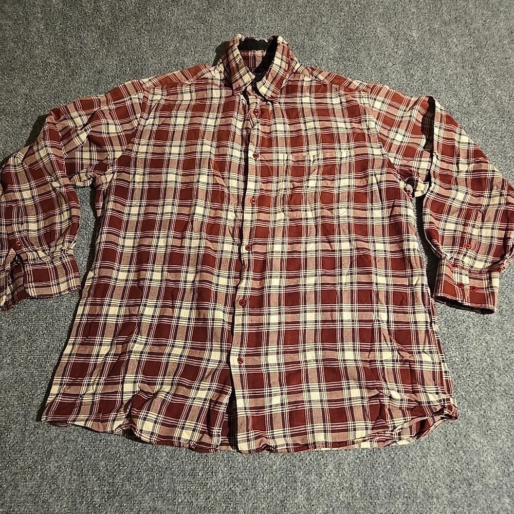 Big Rock Canyon Flannel Shirt Mens XL Red Plaid Button Front Rugged Outdoor
